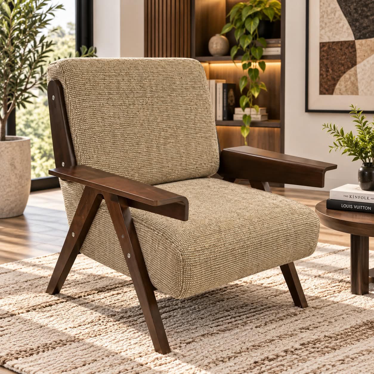 .ACCENT CHAIR MODERN TEXTURED BOUCLÉ ACCENT CHAIR - Image 1