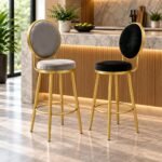 MODERN LUXURY CIRCULAR BACK VELVET EMBELLISHED BAR STOOL