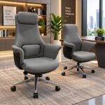 DISTINCTIVE ERGONOMIC EXECUTIVE DESK CHAIR IN SLATE GREY