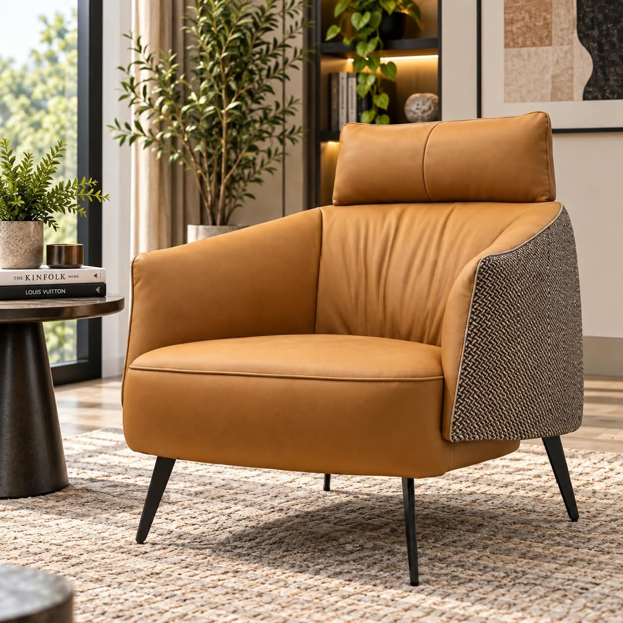 CHAIR.. SIERRA DUAL-TEXTURE ARMCHAIR WITH HEADREST - Image 1