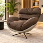 CLASSIC PLUSH OVERSIZED LEATHER SWIVEL ARMCHAIR