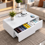 SMART COFFEE TABLE WITH BUILT-IN STORAGE, COOLING & WIRELESS CHARGING FEATURES - Image 2