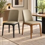 LUXURY ERGONOMIC LEATHER UPHOLSTERED ACCENT DINING CHAIR