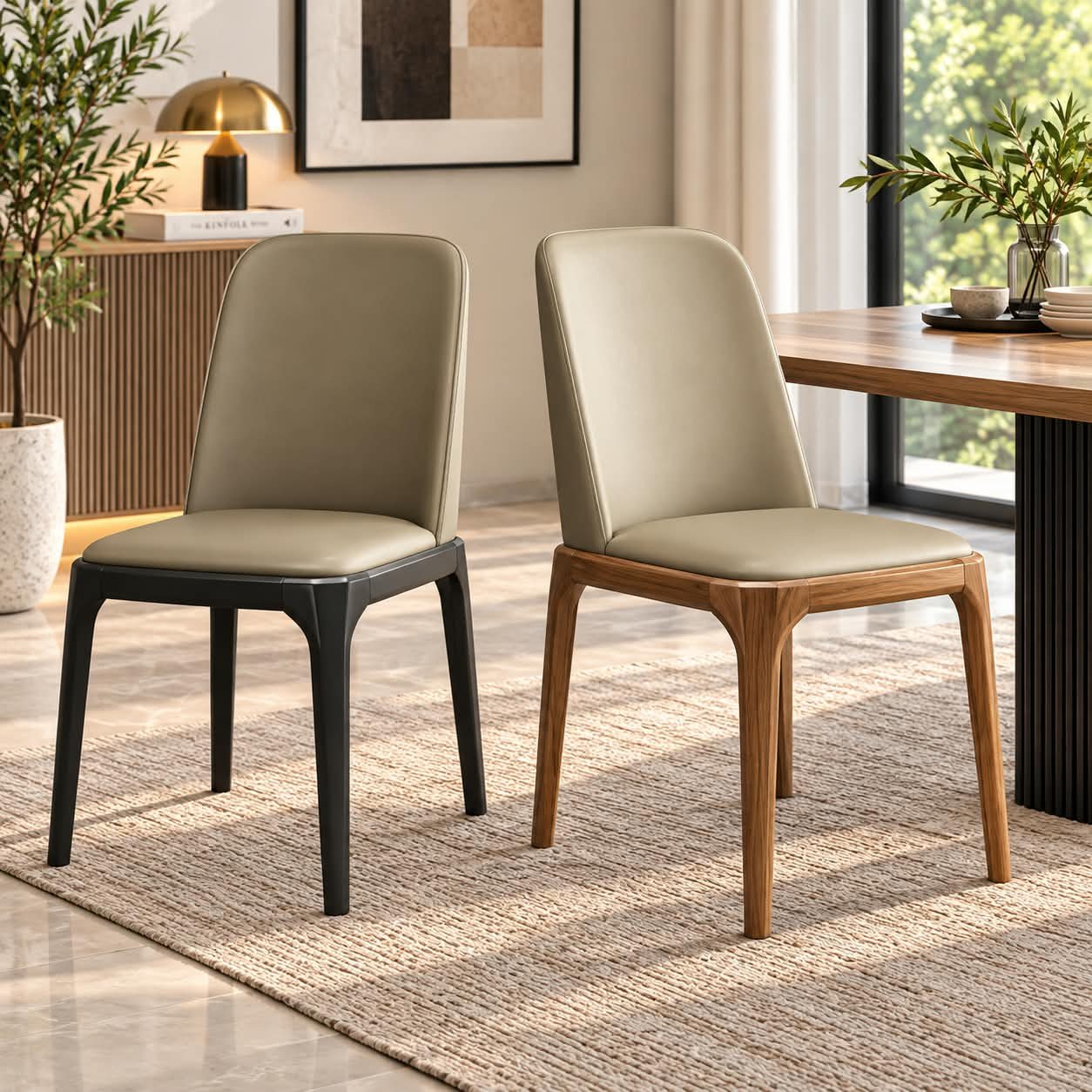 LUXURY ERGONOMIC LEATHER UPHOLSTERED ACCENT DINING CHAIR - Image 1