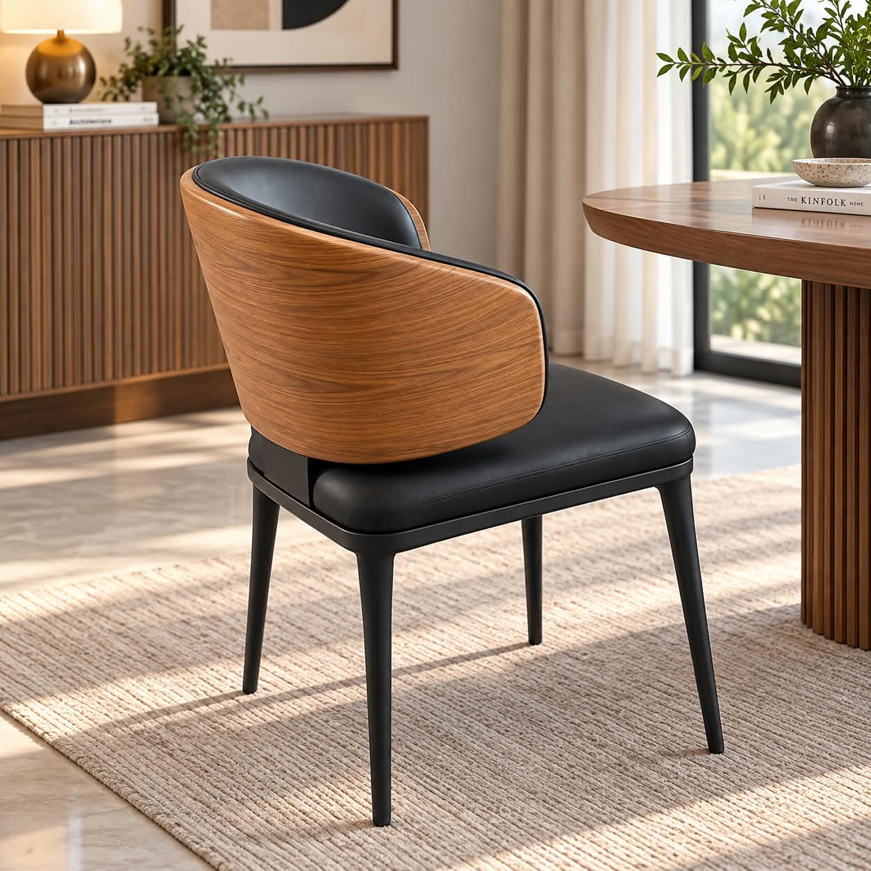 ASTRID BENTWOOD & LEATHER ACCENT DINING CHAIR - Image 1