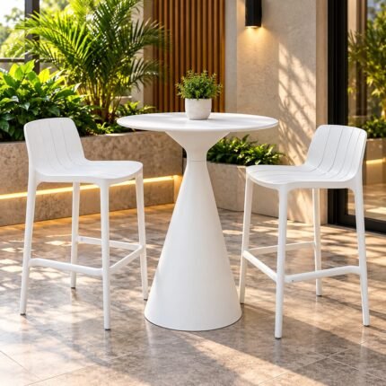 MINIMALIST ALL-WEATHER BAR HEIGHT PATIO BISTRO DINING SET