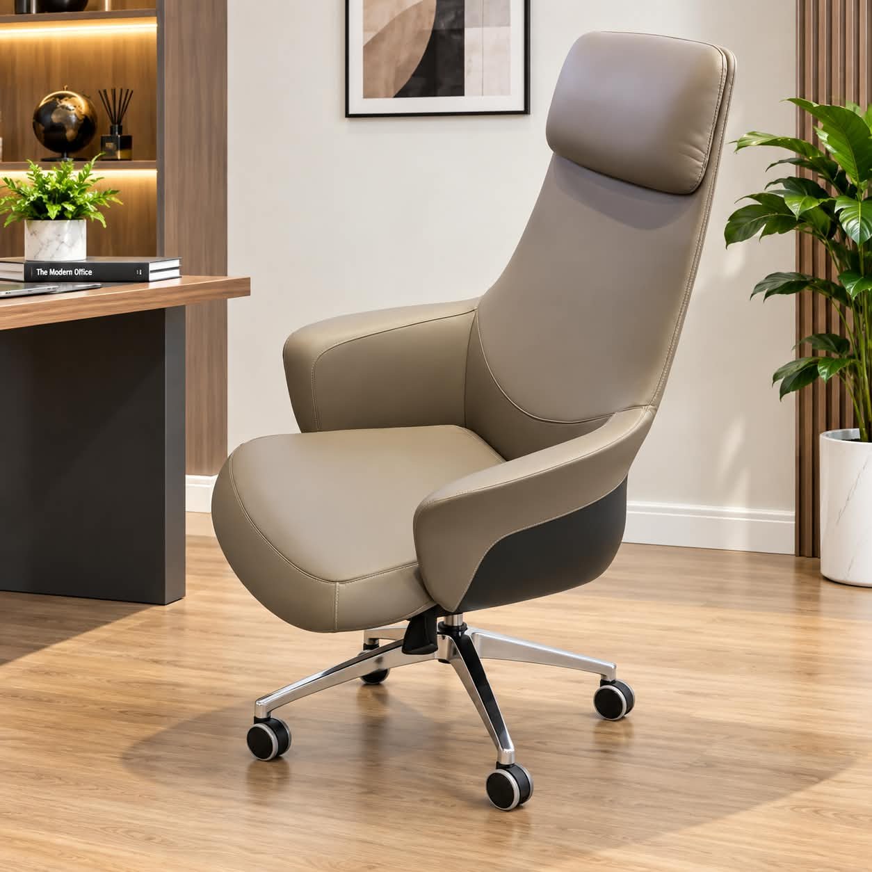 MODERN HIGH-BACK EXECUTIVE LEATHER OFFICE CHAIR - Image 1
