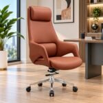 PREMIUM COGNAC LEATHER EXECUTIVE OFFICE CHAIR