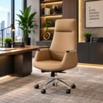 EXECUTIVE HIGH-BACK TAN LEATHER OFFICE CHAIR