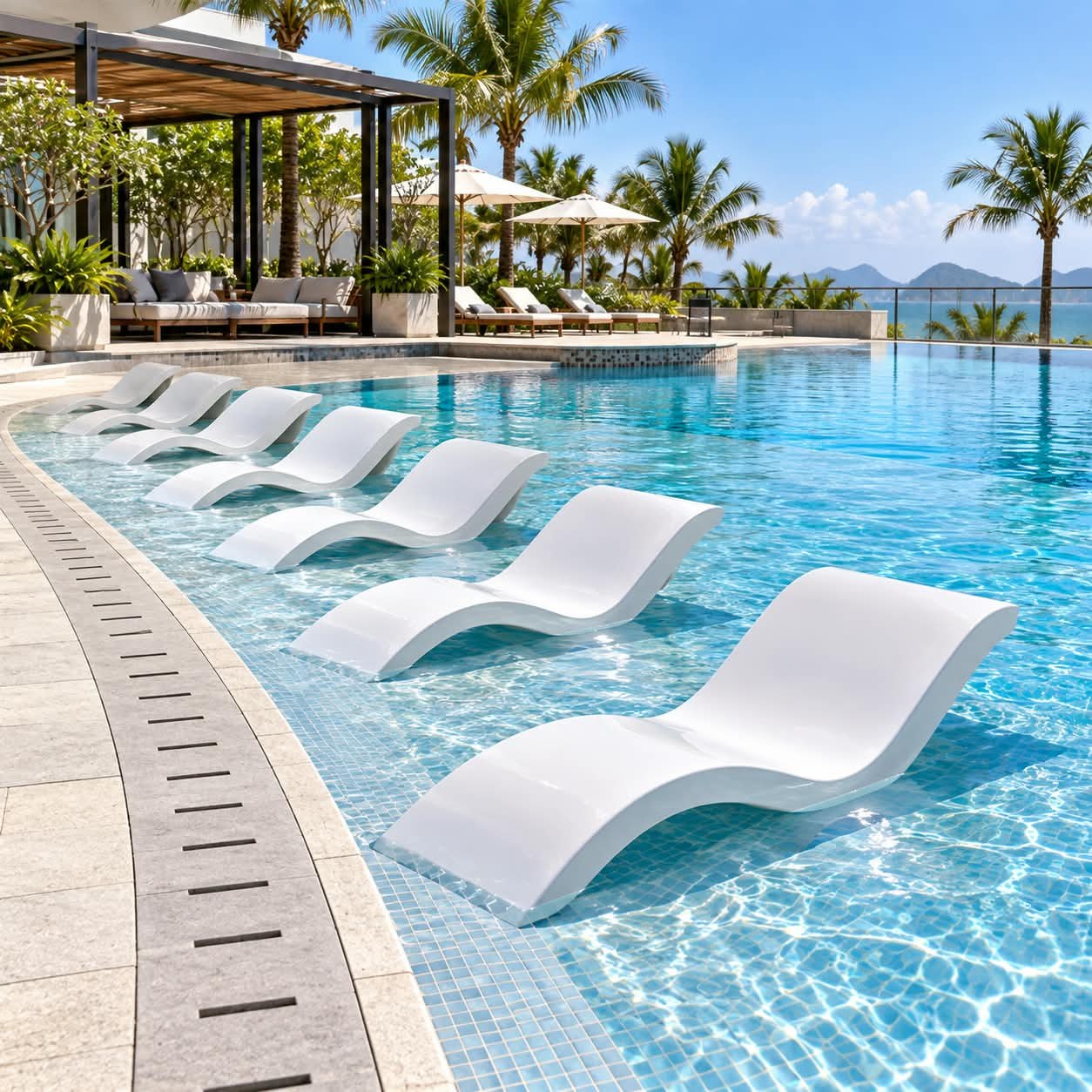 OUTDOOR . ULTIMATE IN-POOL ULTRA-MODERN CHAISE LOUNGE - Image 1