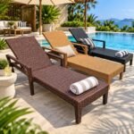 MODERN ALL-WEATHER RATTAN RECLINING PATIO LOUNGER