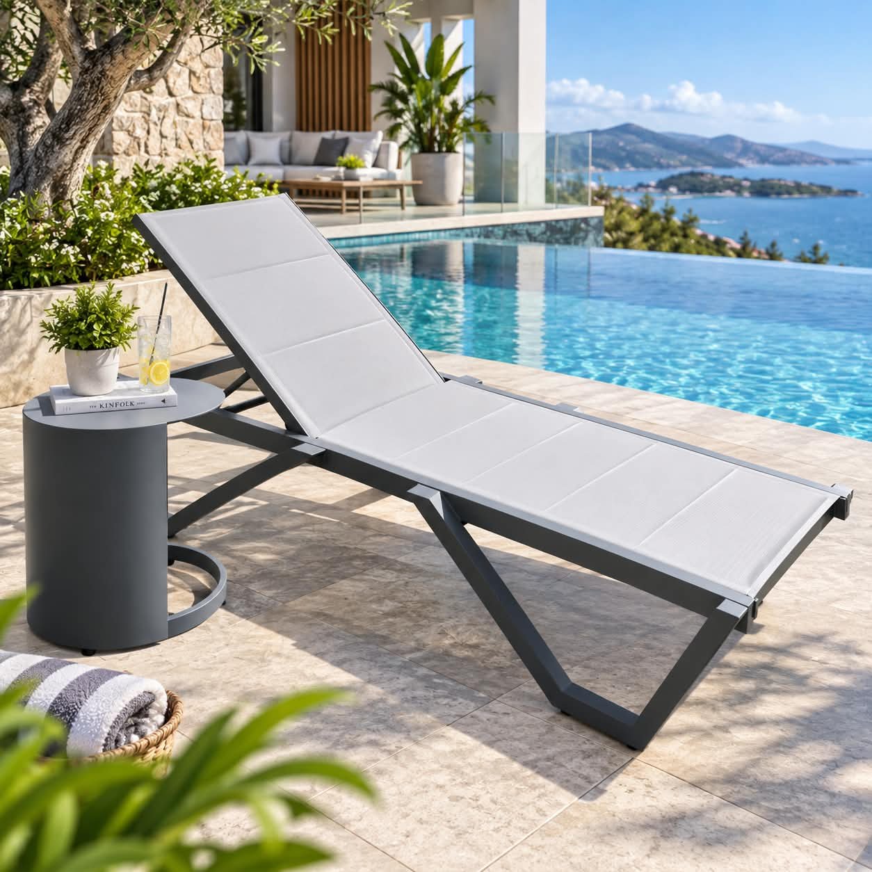 MODERN RESORT RECLINING OUTDOOR CHAISE LOUNGE - Image 1
