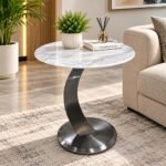 CURVED MONOLITH MARBLE SIDE TABLE
