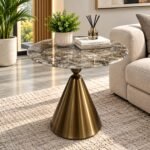LUXE MARBLE & BRUSHED BRASS ACCENT TABLE