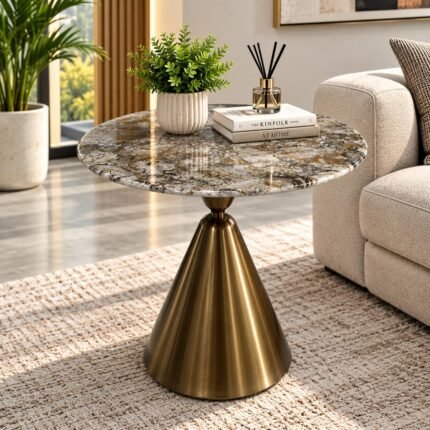 LUXE MARBLE & BRUSHED BRASS ACCENT TABLE