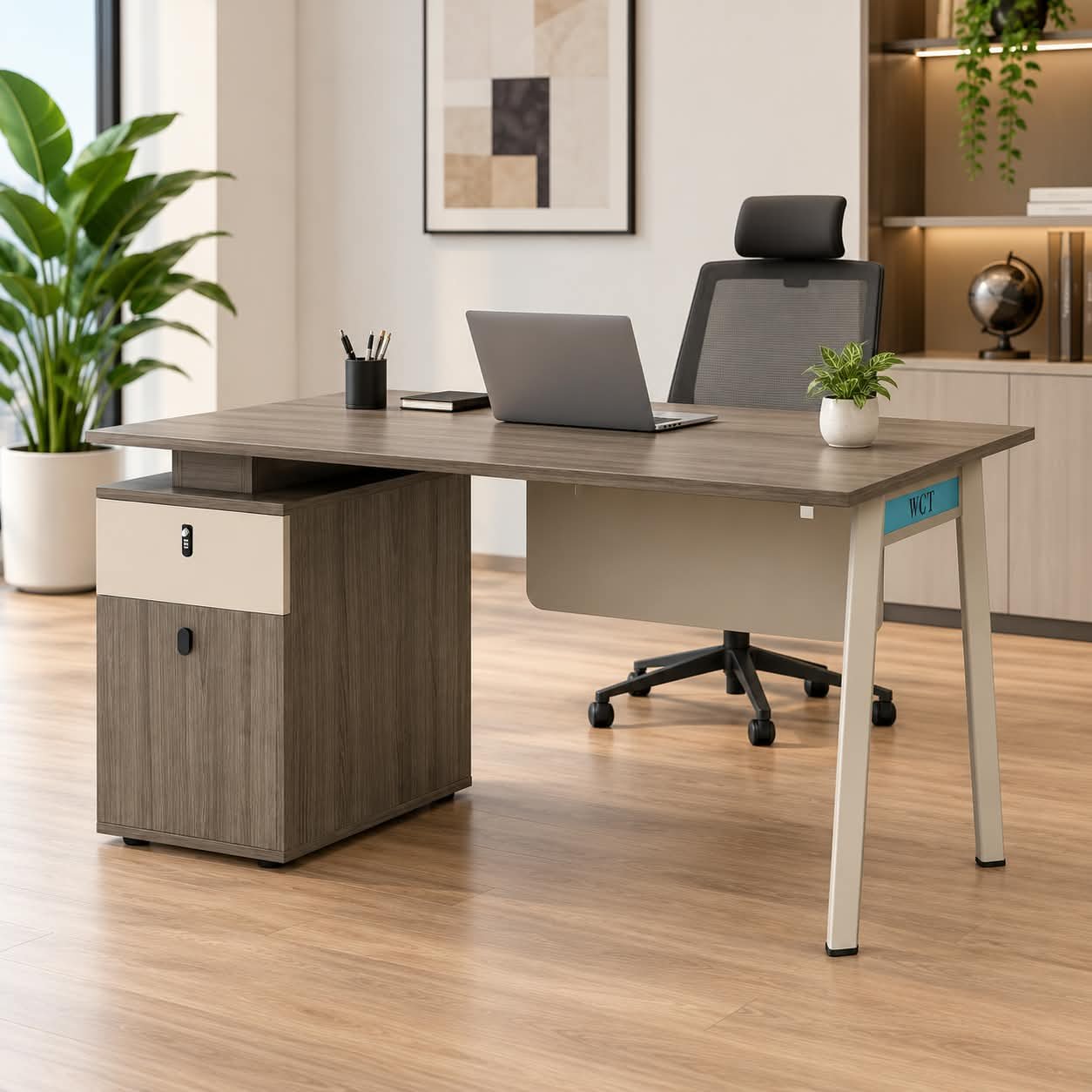 TABLE MODERN EXECUTIVE WORKSPACE DESK WITH INTEGRATED STORAGE - Image 1
