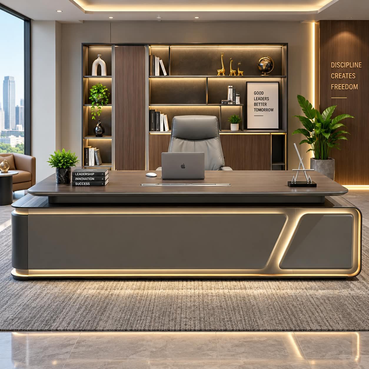 TABLE CONTEMPORARY MODERN LED EXECUTIVE OFFICE DESK - Image 1