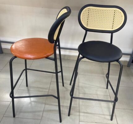 SOLANA WOVEN RATTAN & LEATHERETTE COUNTER CHAIR