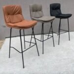 KOA CUSHIONED LEATHERETTE BAR CHAIR WITH SLIM METAL FRAME