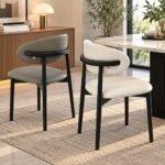 MODERN FAUX-LEATHER CRESCENT CHAIR WITH MATTE BLACK LEGS - Image 2