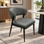 SLATE GREY FAUX LEATHER CHAIR WITH MATTE BLACK FRAME