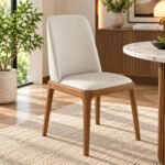 MID-CENTURY MODERN UPHOLSTERED DINING CHAIR WITH NATURAL OAK BASE