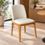 NORDIC CURVED UPHOLSTERED DINING CHAIR WITH SOLID OAK FRAME