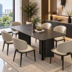 MONOCHROME ELEGANCE 6-CHAIR DINING ENSEMBLE