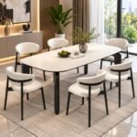 MODERN RECTANGULAR WHITE SINTERED STONE DINING TABLE