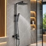 MODERN MATTE BLACK RAINFALL SHOWER SYSTEM