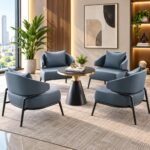 MODERN TAUPE LEATHERETTE ACCENT CHAIR WITH MATTE BLACK METAL FRAME