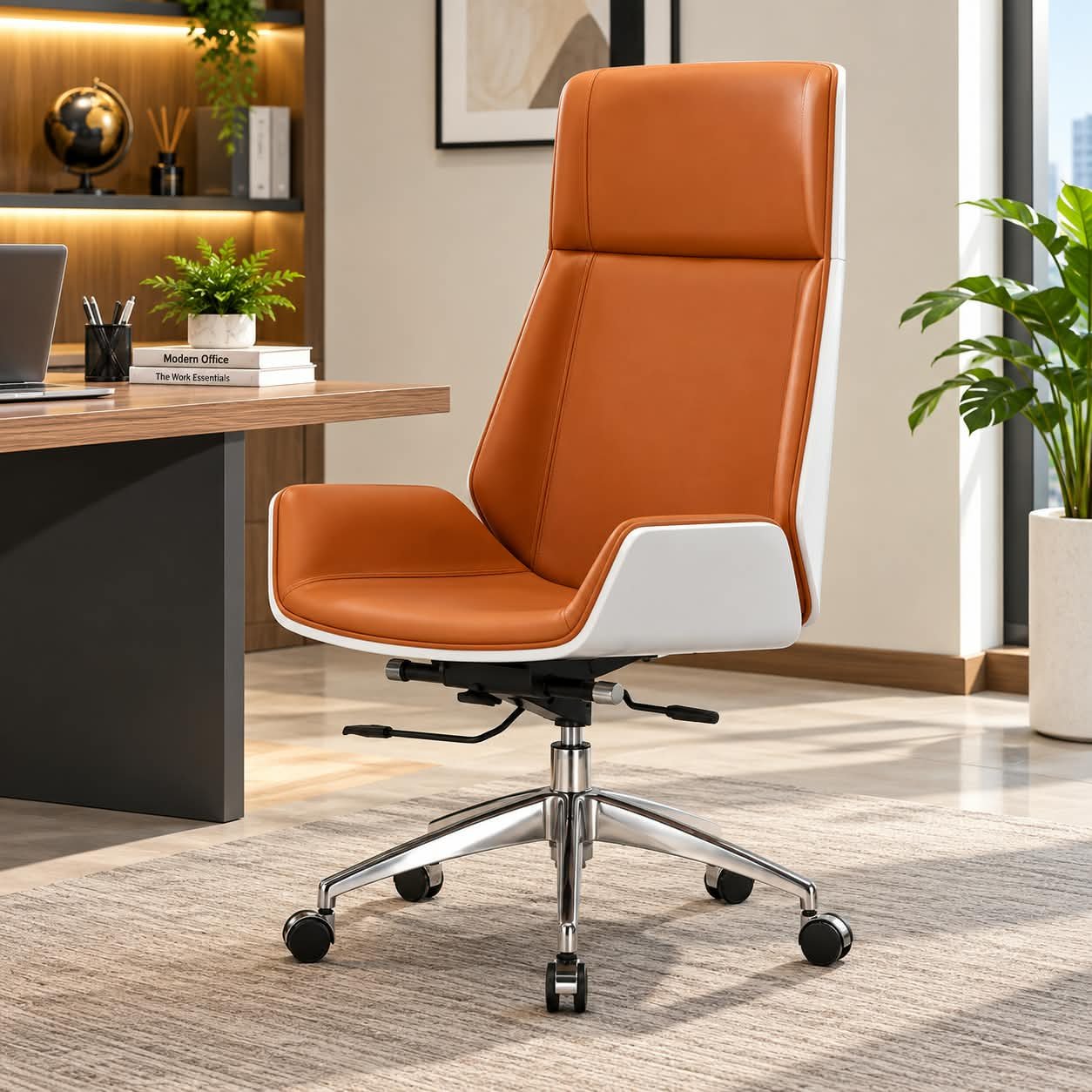 LUXURY TWO-TONE LEATHER EXECUTIVE OFFICE CHAIR - Image 1