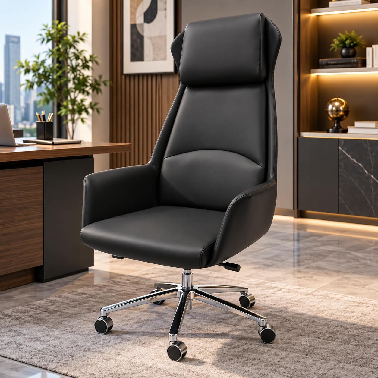 CLASSIC EXECUTIVE HIGH-BACK LEATHER CHAIR - Image 1