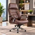 EXECUTIVE ERGONOMICS HIGH-BACK BROWN LEATHER OFFICE CHAIR