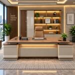 MODERN EXECUTIVE DESK WITH INTEGRATED AMBIENT LIGHTING