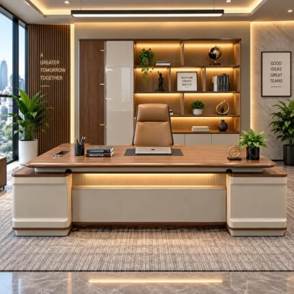 MODERN EXECUTIVE DESK WITH INTEGRATED AMBIENT LIGHTING