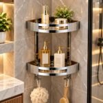 LUXURY 2-TIER STAINLESS STEEL CORNER SHOWER CADDY