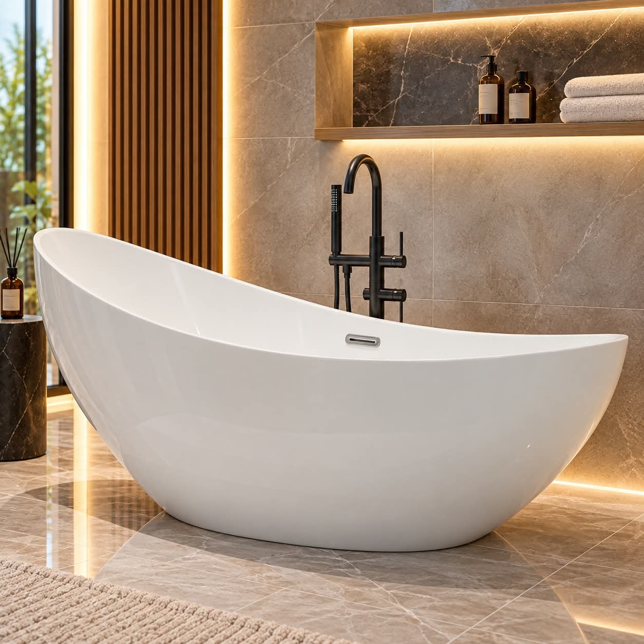 LUXURY MODERN SLANTED FREESTANDING SOAKING BATHTUB - Image 1