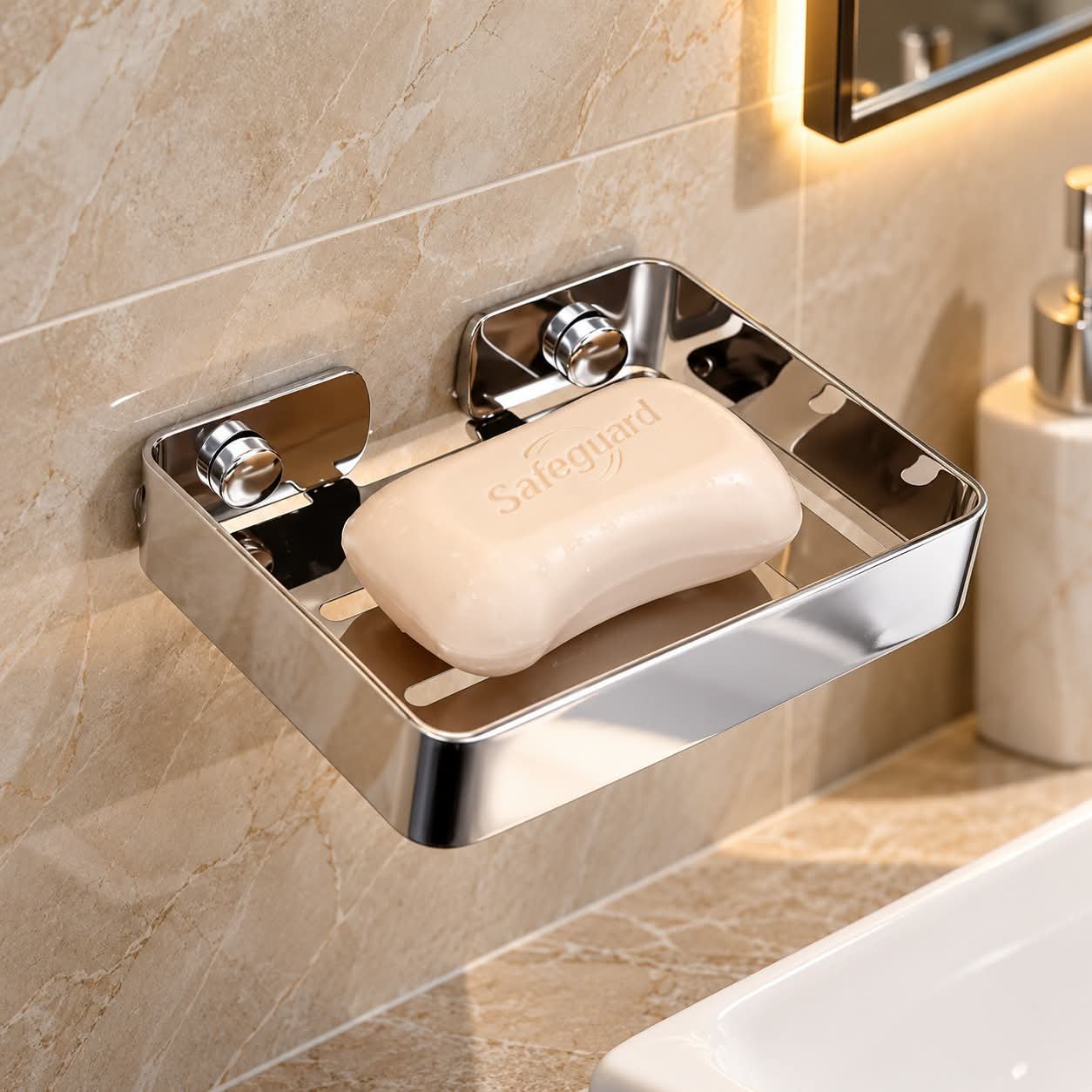 WALL-MOUNTED STAINLESS STEEL SOAP DISH HOLDER - Image 1