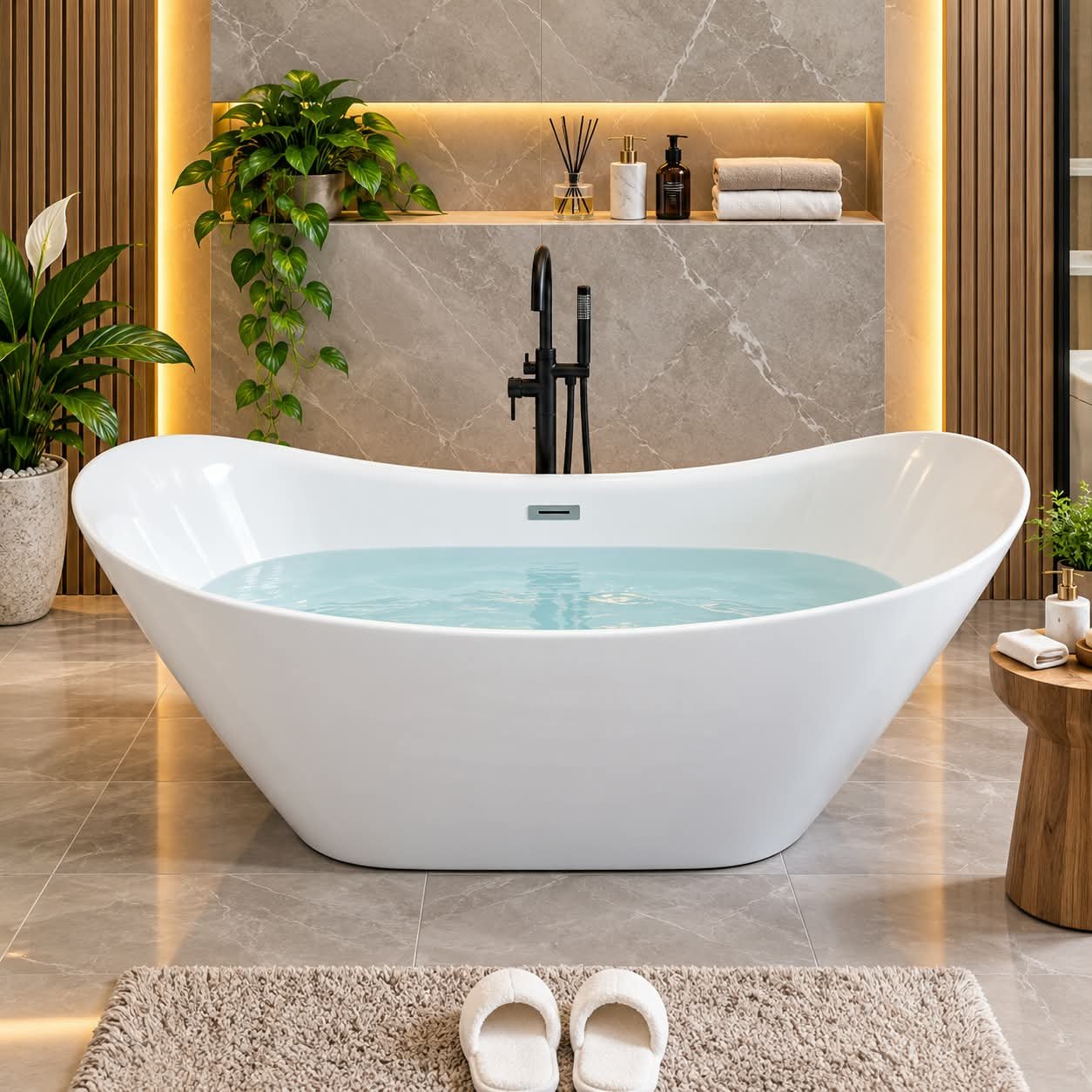 . SOPHISTICATED FREESTANDING ACRYLIC SLIPPER BATHTUB - Image 1