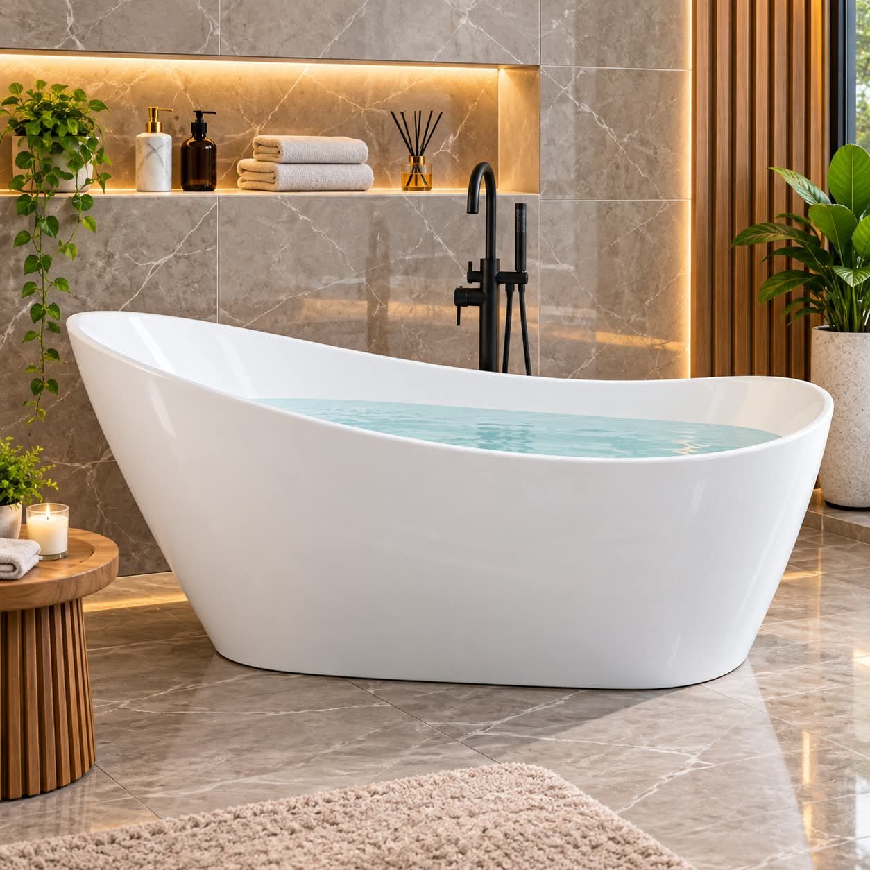 LUXURY FREESTANDING SLIPPER SOAKING BATHTUB - Image 1