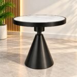 LUXURY MARBLE-TOP PEDESTAL SIDE TABLE