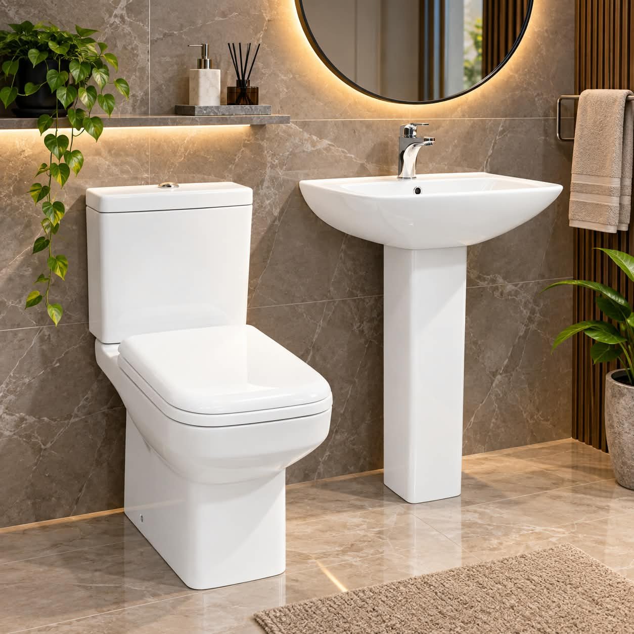 wc MODERN CONTEMPORARY TOILET WC AND PEDESTAL BASIN SINK SUITE - Image 1