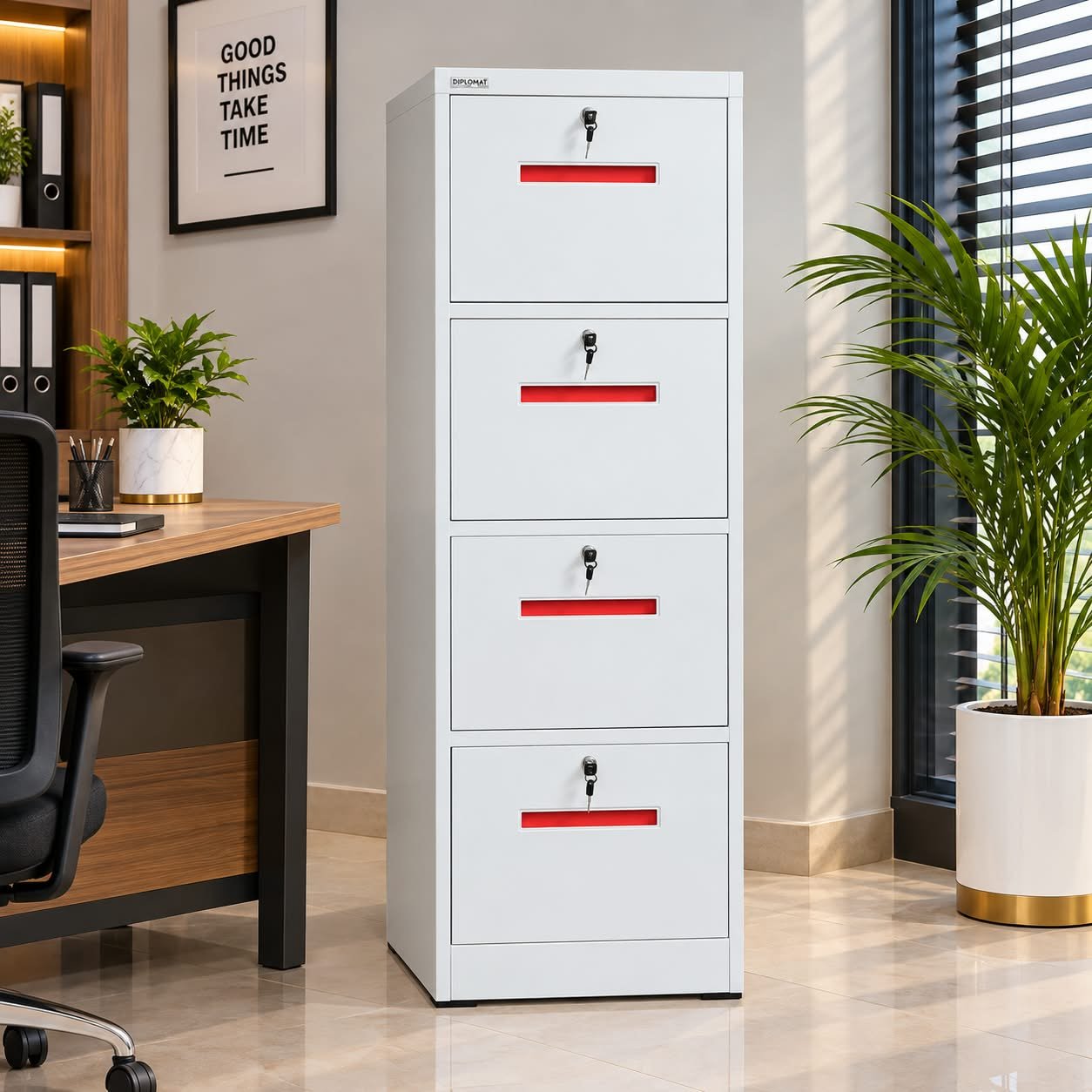 SINGLE CABINET REFINED DIPLOMAT 4-DRAWER STEEL FILING CABINET - Image 1