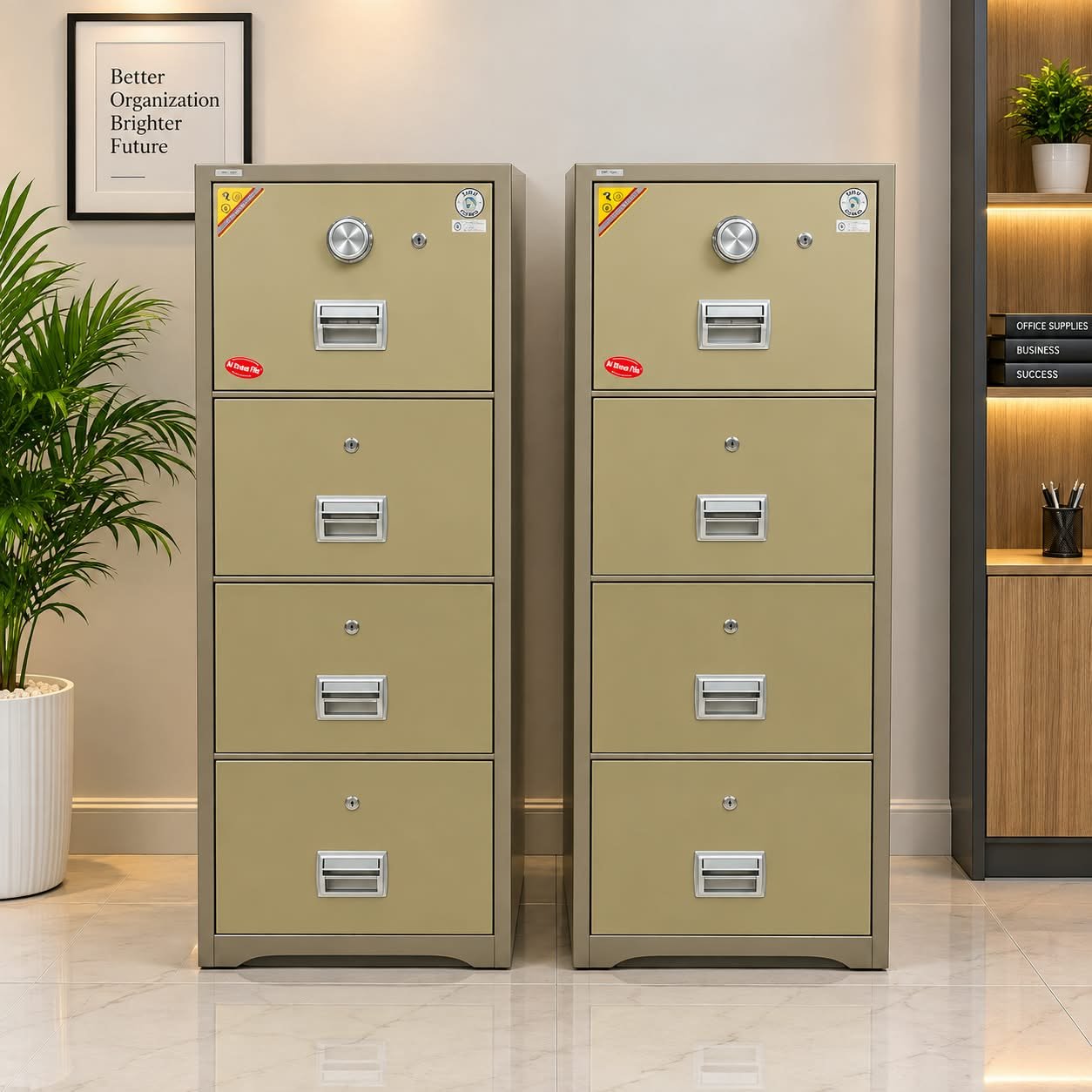 double cabinet HEAVY-DUTY FIREPROOF 4-DRAWER STEEL FILING CABINETS - Image 1