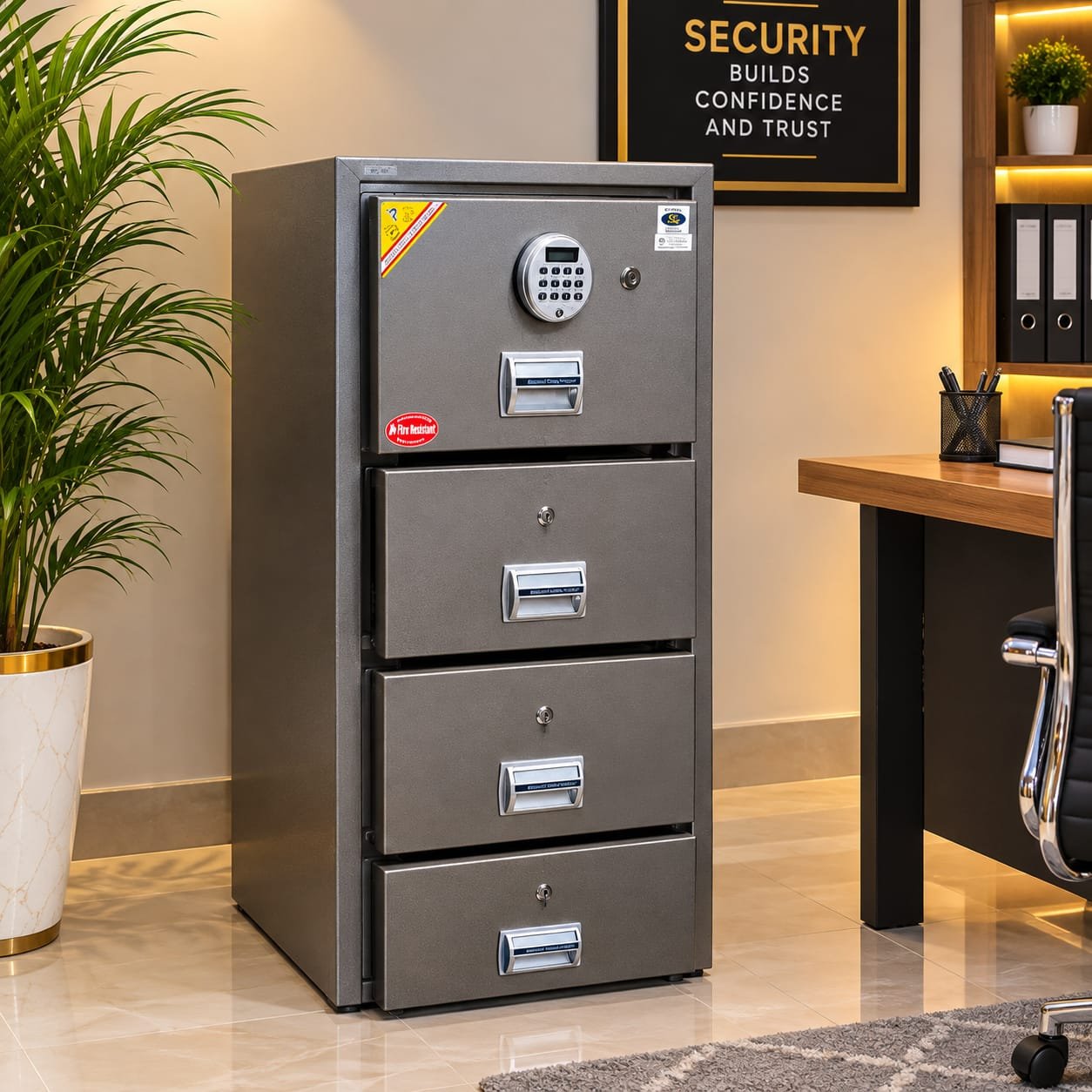 safe FOUR-DRAWER FIRE-RESISTANT DIGITAL FILING SAFE CABINET - Image 1