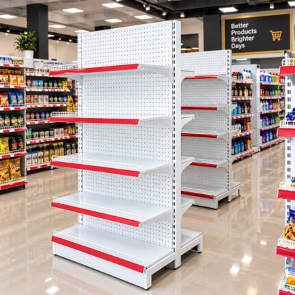 DOUBLE-SIDED RETAIL GONDOLA DISPLAY SHELVING UNIT