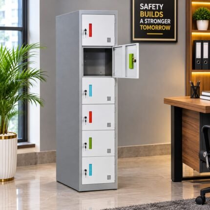 SIX-TIER MULTI-COLOR LOCKER STORAGE CABINET WITH INDIVIDUAL LOCKS